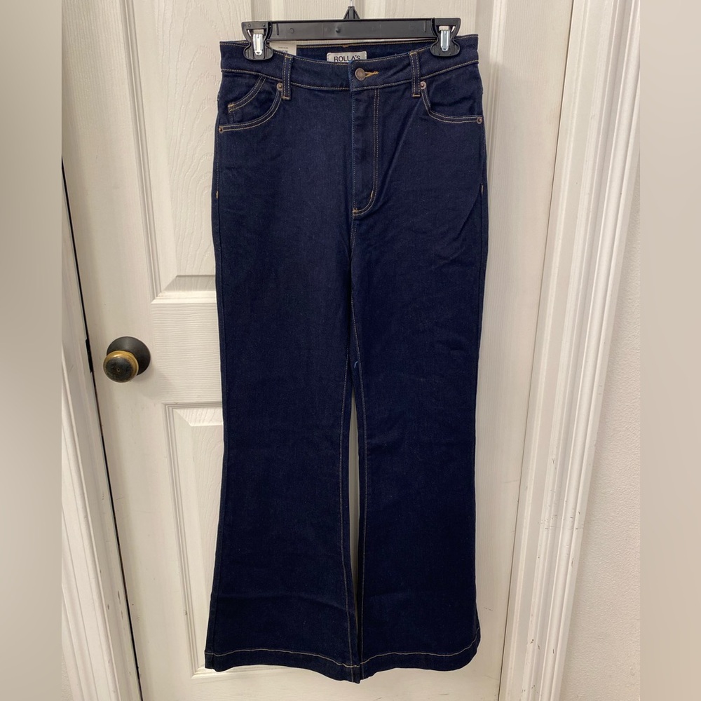 ROLLA'S Dark Blue Flare Jeans - Picture 3 of 14